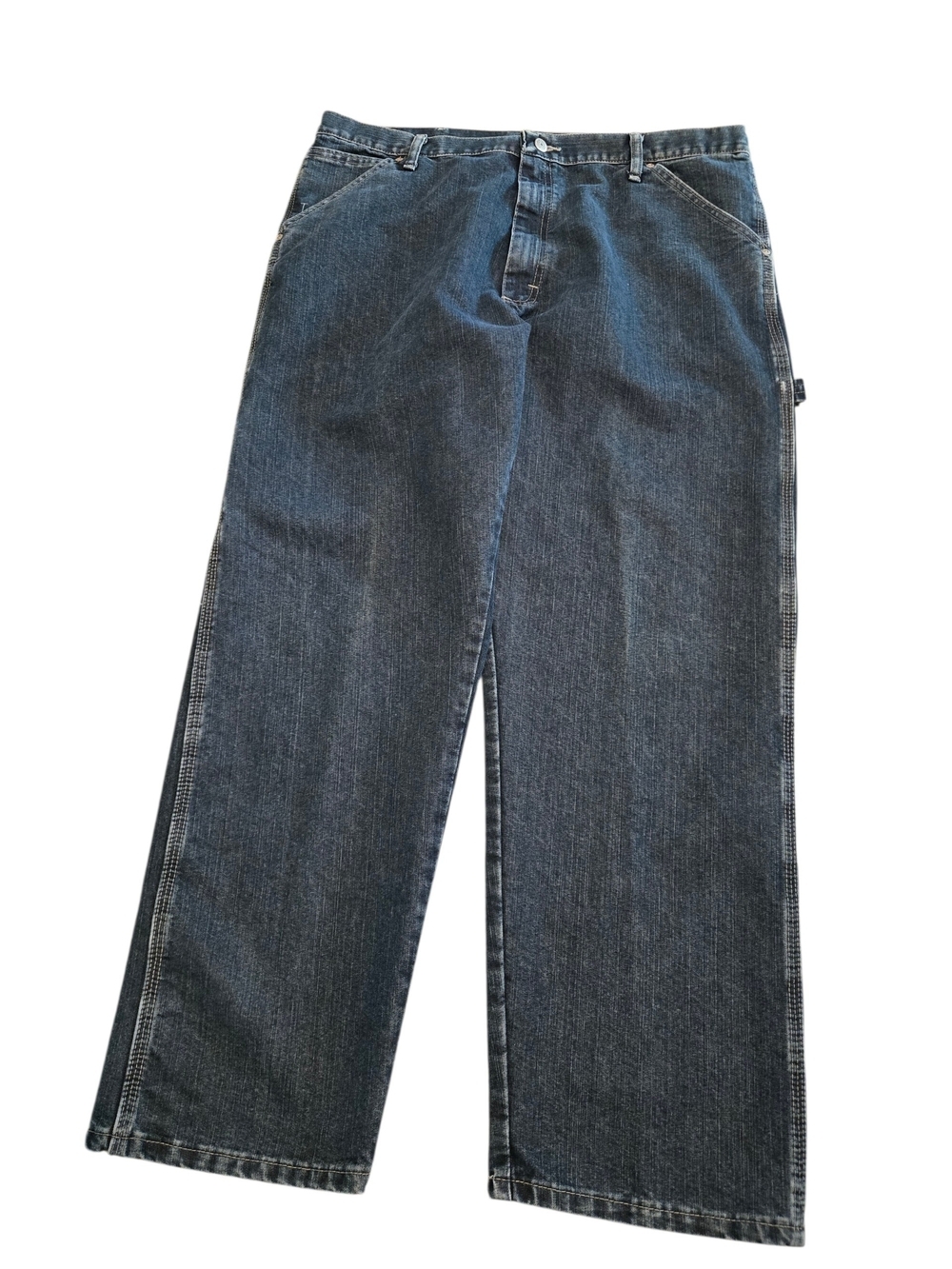 Authentic Issue Wrangler Carpenter Dark Wash Blue Utility Jeans 38x30 Women
